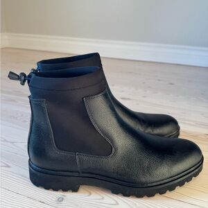 Kenneth Cole Men Black Leather Ankle Boots Size 10